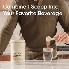 Chocolate Sports Research Collagen Peptides shake in glass for a tasty treat.