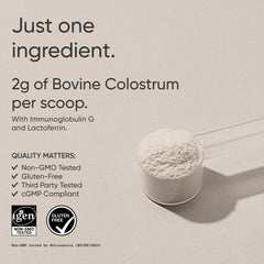 Sports Research Colostrum Powder scoop showing convenient, accurate dosing for easy mixing.