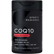 Sports Research CoQ10 bottle front with coconut MCT oil for absorption