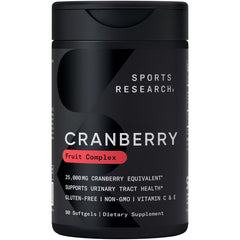 Sports Research Cranberry Fruit Complex softgel bottle may support urinary health.