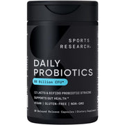 Sports Research Daily Probiotics bottle front view for gut support and daily wellness