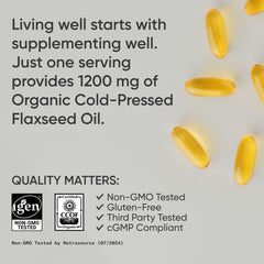 Sports Research flaxseed oil bottle label highlighting gluten-free and soy-free