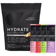 Sports Research Hydrate Raspberry Lemonade packet for quick on-the-go hydration.