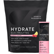 Sports Research Hydrate Raspberry Lemonade packet dissolves quickly for on-the-go hydration