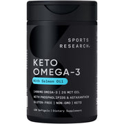 Sports Research Keto Omega bottle front, keto-friendly omega-3 capsules for daily support.