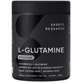 Sports Research L-Glutamine powder jar label for convenient post workout mixing