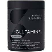 Sports Research L-Glutamine powder jar label for convenient post workout mixing