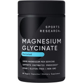 Sports Research Magnesium Glycinate bottle label showing sleep support benefits