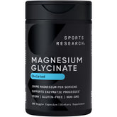 Sports Research Magnesium Glycinate bottle-label highlights restful sleep support.