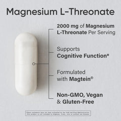 Sports Research magnesium L-threonate capsules close-up highlighting high-absorption formula.