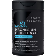 Sports Research Magtein bottle-front view highlighting brain support product