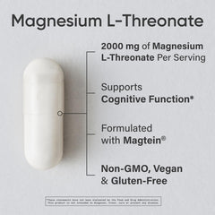 Sports Research Magtein capsules close-up showing easy to swallow vegan capsules