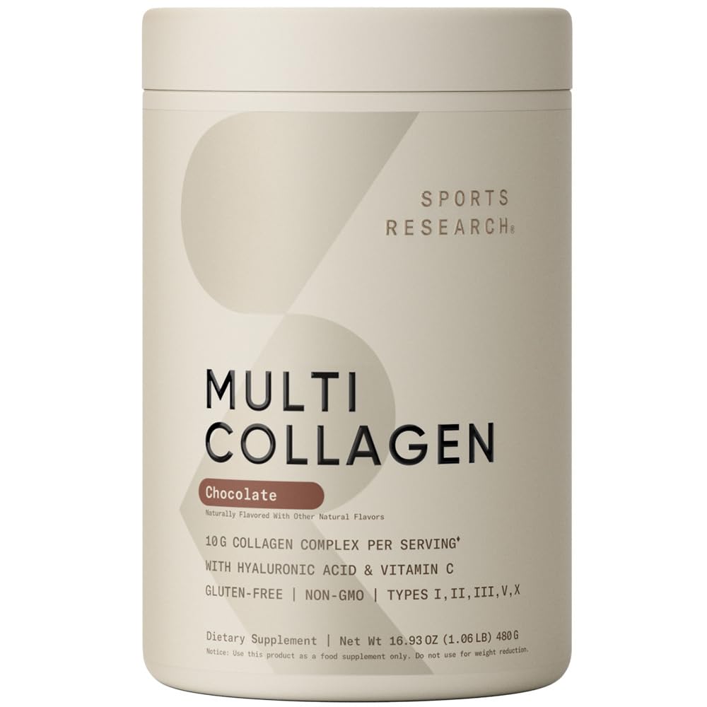 Sports Research Multi Collagen Chocolate tub shown for daily beauty and joint wellness