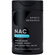 Sports Research NAC 600mg bottle front showing daily antioxidant support.