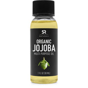 Sports Research Naturals Organic Jojoba Oil bottle close-up, highlighting purity and compact travel size.