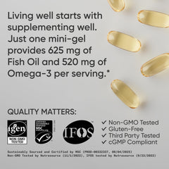 Sports Research Omega-3 Mini Gels capsules close-up show burpless smooth texture