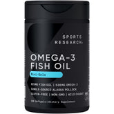 Sports Research Omega-3 mini-softgels in Alaska Pollock bottle for convenient daily use