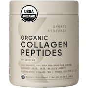 Sports Research Organic Collagen Peptides bottle for daily supplementation.