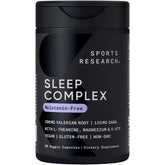 Sports Research Sleep Complex bottle and label, vegan sleep support for restful nights.