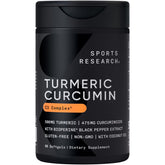 Sports Research Turmeric Curcumin bottle for easy daily softgel use.