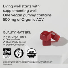 Sports Research vegan-certified ACV gummies pack – plant-based, clean formula.