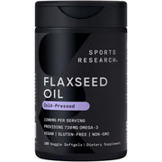 Sports Research vegan flaxseed oil bottle showing plant-based omega-3 support