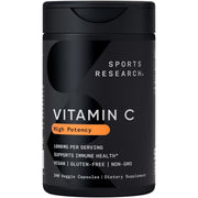 Sports Research vitamin C bottle supports daily immune health.