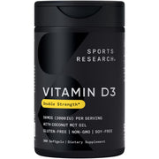 Sports Research Vitamin D3 bottle with compact softgels for easy daily use