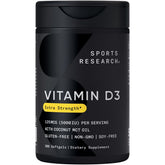 Sports Research Vitamin D3 bottle front for easy daily bone support