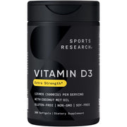 Sports Research Vitamin D3 bottle front for easy daily bone support