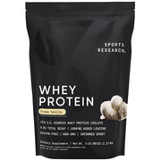 Sports Research whey protein vanilla powder jar with creamy taste