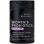 Sports Research Women's Probiotics bottle front view for daily gut support.