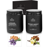 Spotless Leopard mens candle in a matte black jar with smoked vanilla for cozy evenings.