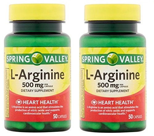 Spring Valley L-Arginine capsules bottle pack-2 for daily wellness support.