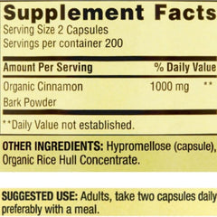 Spring Valley Cinnamon 1000 mg capsules for convenient daily intake.