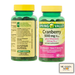 Spring Valley Cranberry softgels 500 mg with Vitamin C 200 mg per serving.