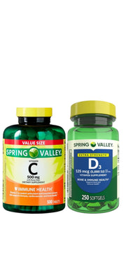 Spring Valley Vitamin C with Rose Hips 500 mg tablet close-up for immune support.