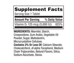 Spring Valley Vitamin D3 fast dissolve tablets under tongue ready to dissolve for quick dosing.