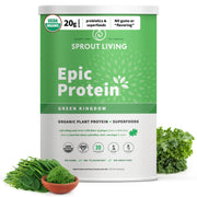 Sprout Living Epic Protein canister front showing clean vegan protein for shakes
