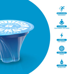 Squish energy shot peel-and-go demonstrates portable, no-mixing pre-workout convenience during workouts.