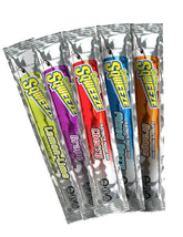 Sqwincher Sqweeze freezer pop front-pack showing assorted flavors for on-the-go hydration.