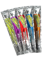Sqwincher Sqweeze freezer pop front-pack showing assorted flavors for on-the-go hydration.