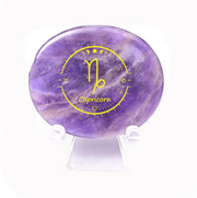SSAKUGGI amethyst zodiac capricorn pocket stone with gold engraving, a stylish keepsake.