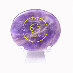 SSAKUGGI amethyst zodiac pocket stone with Cancer symbol for mindful gifting
