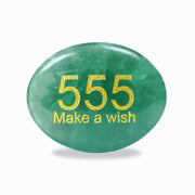 SSAKUGGI palm stone with green fluorite and 555 engraving for meditation