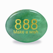 SSAKUGGI palm stone with green fluorite and 888 engraving for focused energy