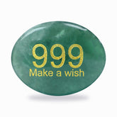 SSAKUGGI palm stone in green fluorite with 999 engraving for focus