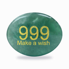 SSAKUGGI palm stone in green fluorite with 999 engraving for focus