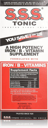 S.S.S. Tonic Liquid 20oz bottle front view showing the iron rich formula