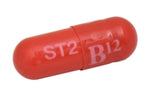 Stacker 2 B12 blister pack front view, convenient four-count packaging for daily supplementation